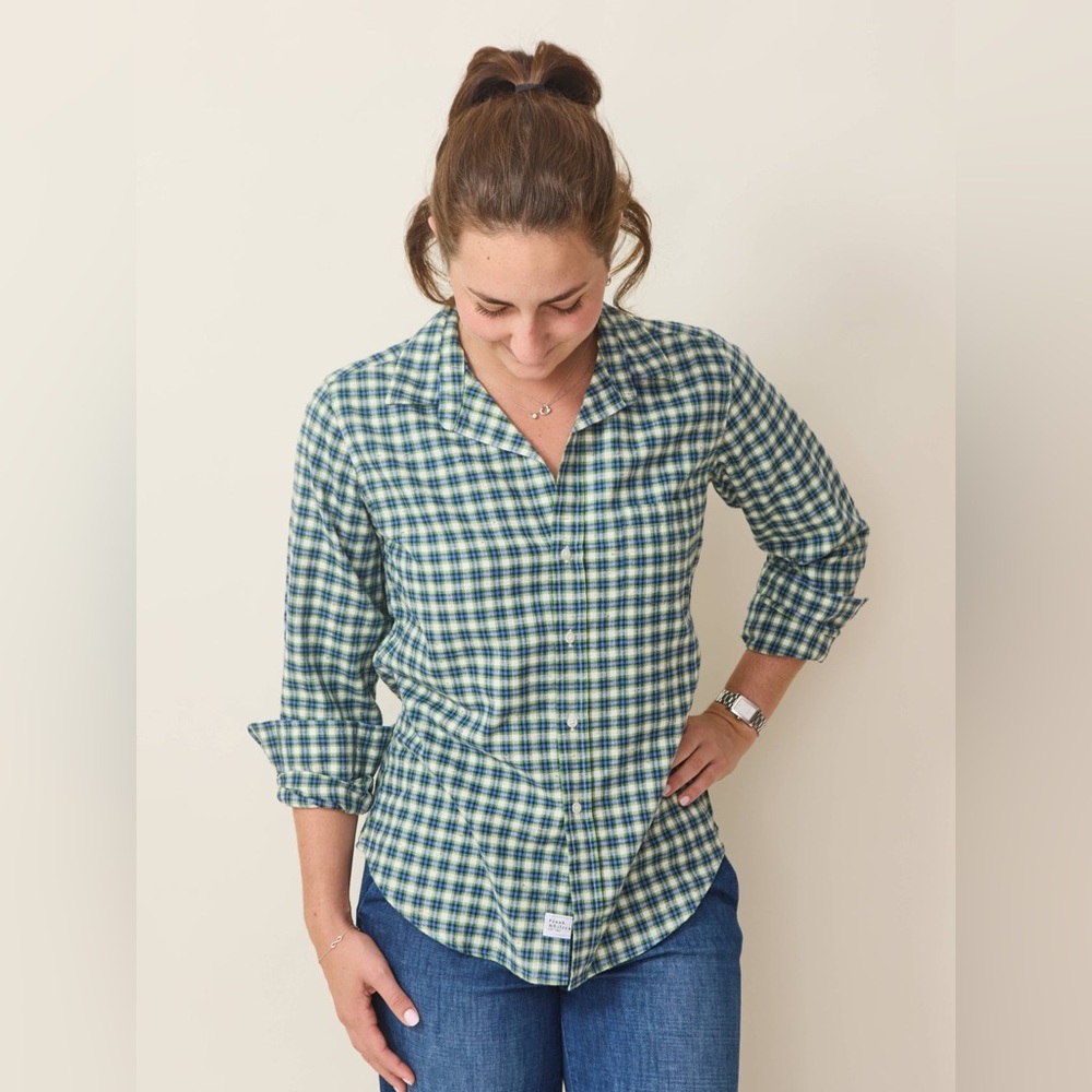 Frank and Eileen Eileen Shirt in Blue, Green, Navy and White Plaid Flannel